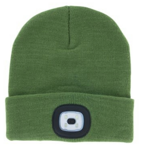 Rechargeable LED Beanie -Olive