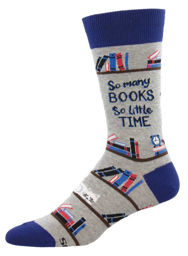 Men's Time for A Good Book Crew Sock -Gray