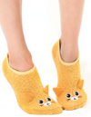 Fuzzy Slipper Tan Kitty Socks