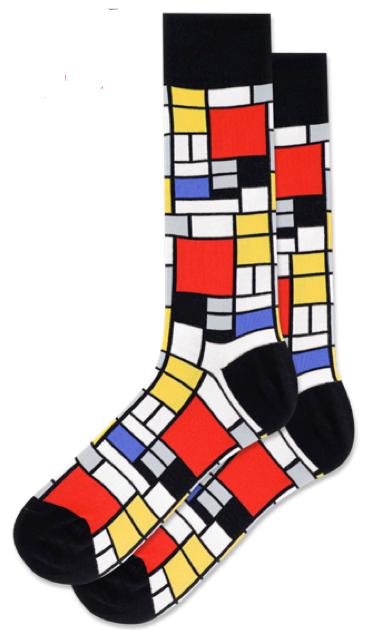 Men's Composition With Red Yellow Black Grey Blue Crew Socks