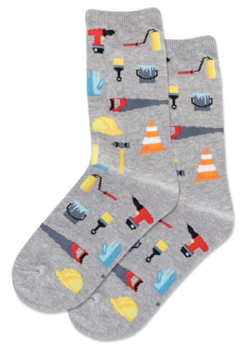 Kid's Tools Crew Sock -Grey -Small -Youth Shoe Size 10-13