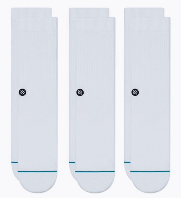 Stance 3 Pack Icon Crew Sock -White -Large