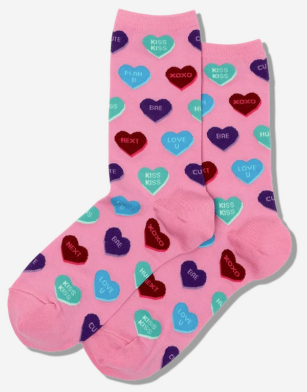 Women's Heart Candy Crew Sock -Pink R