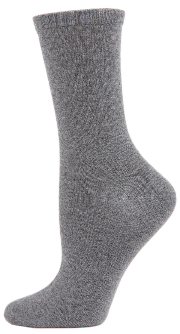 Women's Cashmere Flatknit Crew Socks -Medium Grey