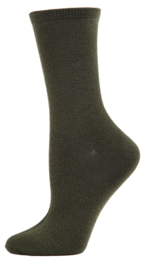 Women's Cashmere Flatknit Crew Socks -Green