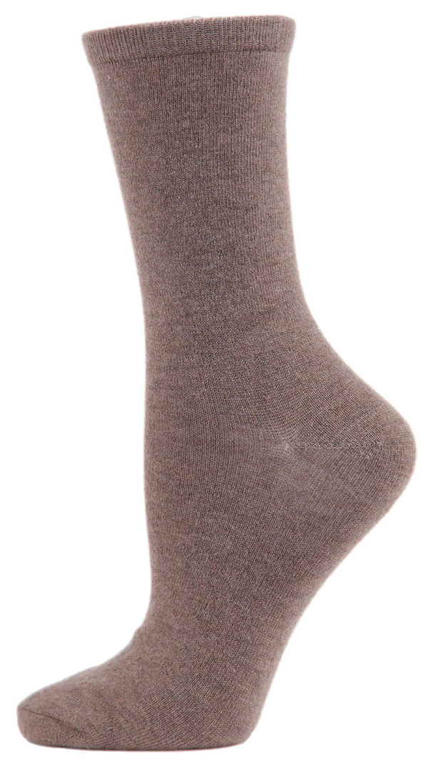 Women's Cashmere Flatknit Crew Socks -Hemp