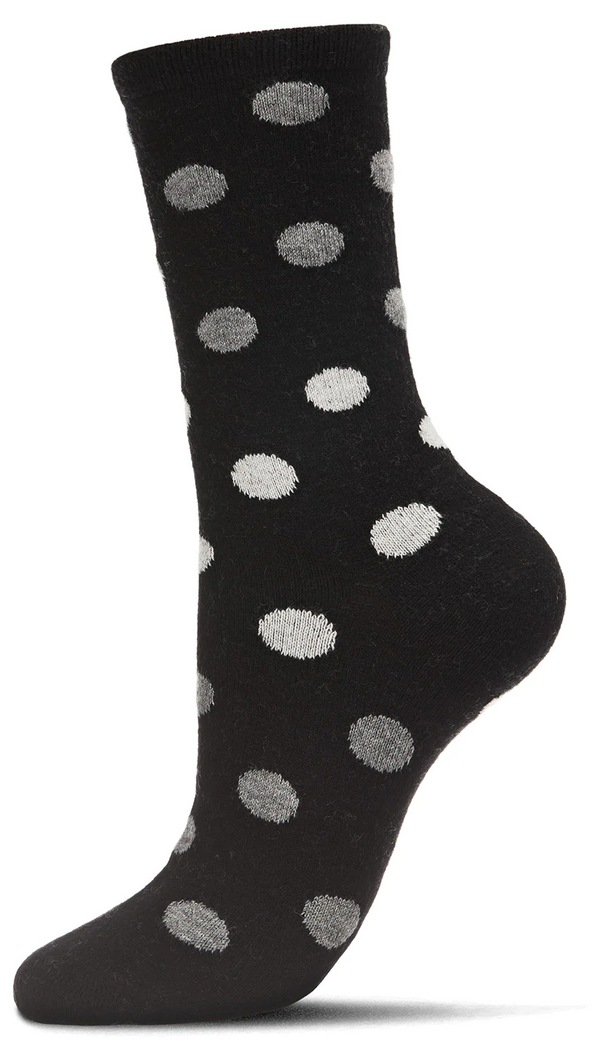 Women's Multi Dots Cashmere Crew Socks -Black