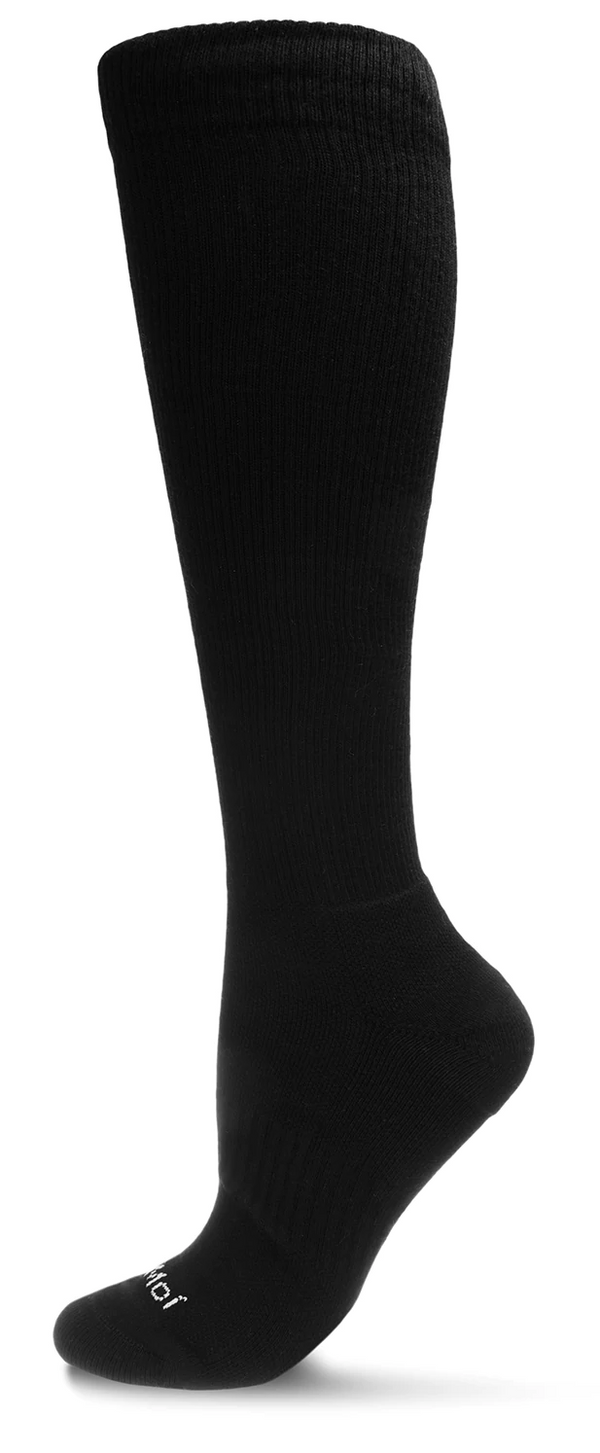 Classic Athletic Cushion Sole Compression Knee Socks -Black -Large