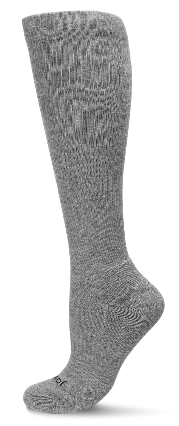 Classic Athletic Cushion Sole Compression Knee Socks -Grey -Small/Medium