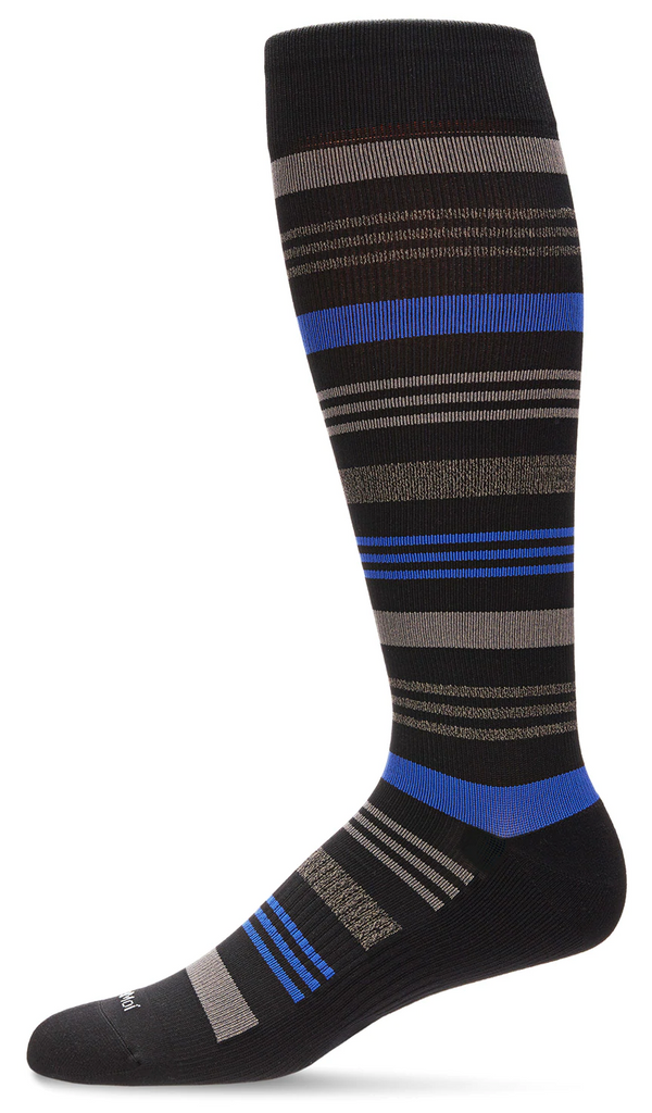 Nylon Compression Socks -Black Stripes -Large