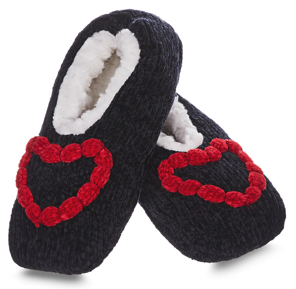 Cozy Heart Chenille Sherpa Lined Slippers -Medium/Large