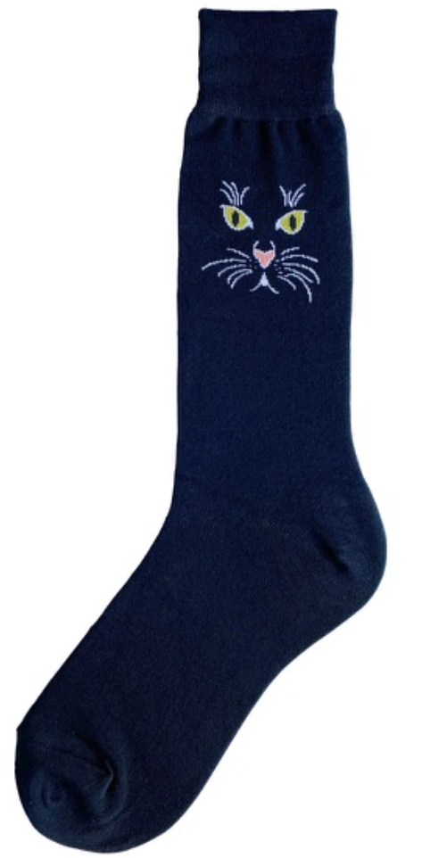 Men's Black Cat Crew Sock