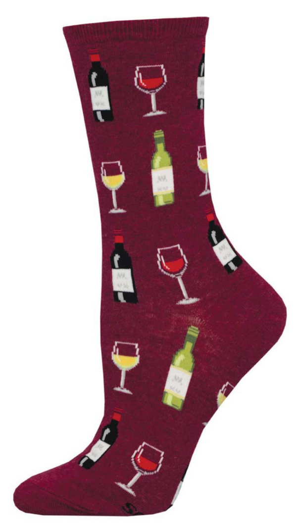 Women's Fine Wine Crew Socks -Red Heather