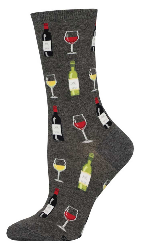 Women's Fine Wine Crew Socks -Grey Heather