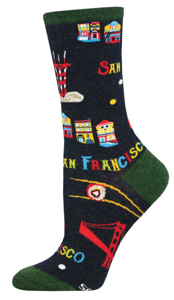 Women's San Francisco Crew Socks -Charcoal Heather