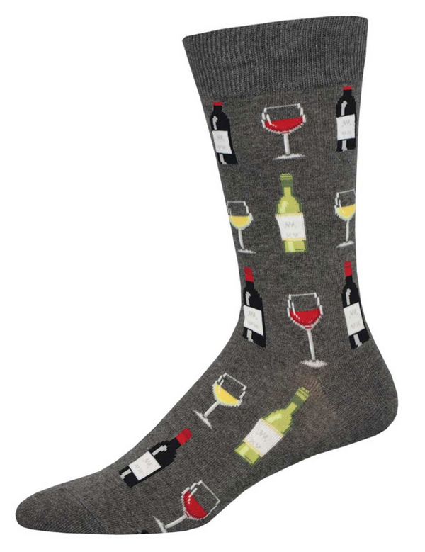 Men's Fine Wine Crew Socks -Grey Heather