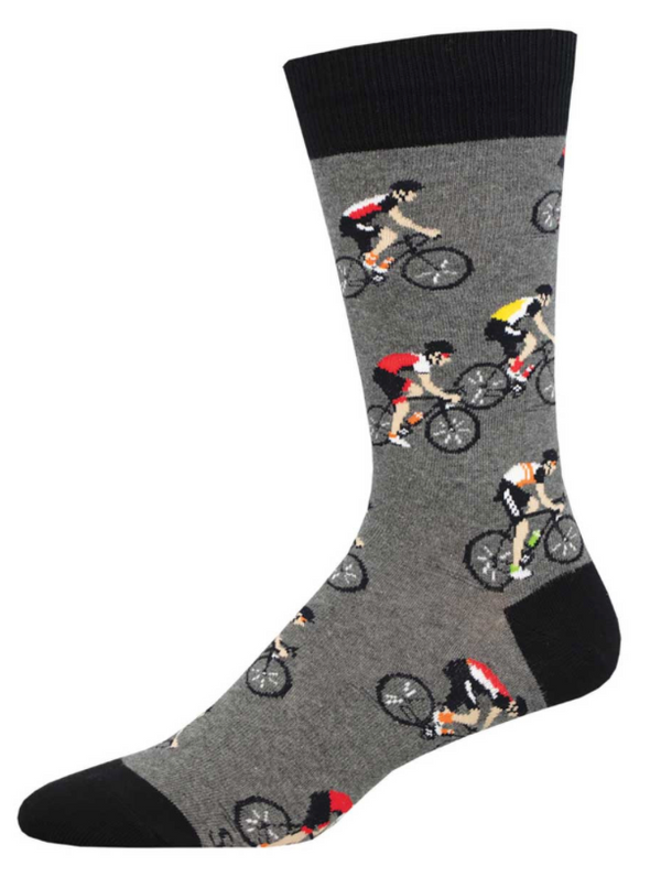 Men's Cycling Crew Socks -Grey Heather