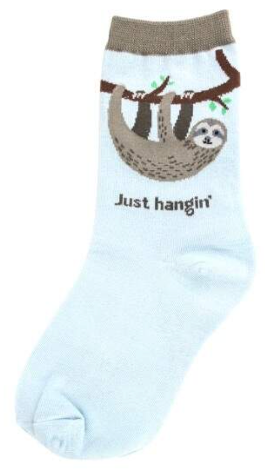 Kids's Sloth Crew Sock -Size 10-1 Youth