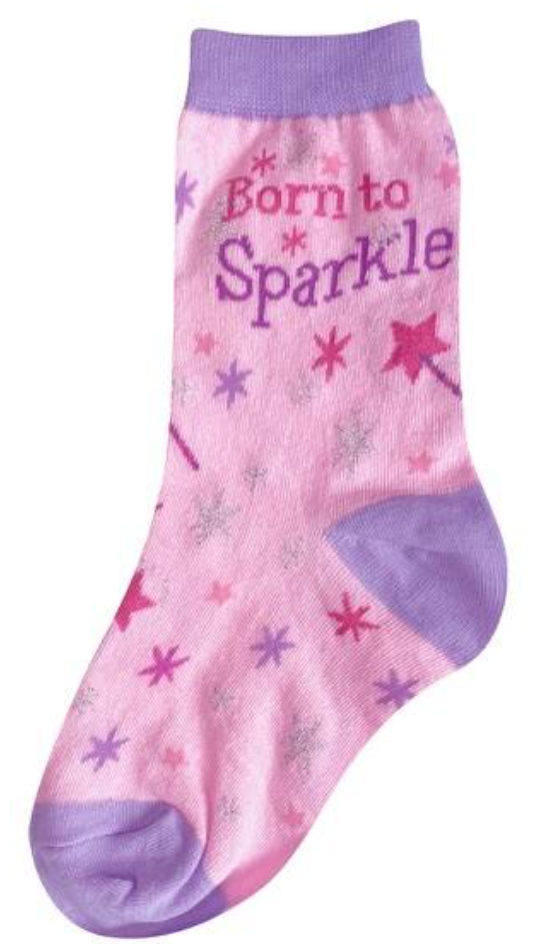 Kids's Sparkle Crew Sock -Size 12-5 Youth