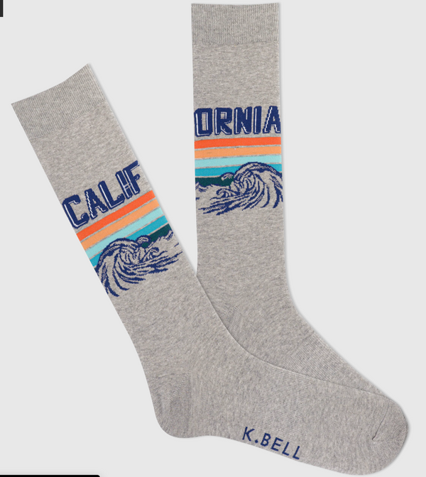 Men's California Wave Stripe Crew Sock