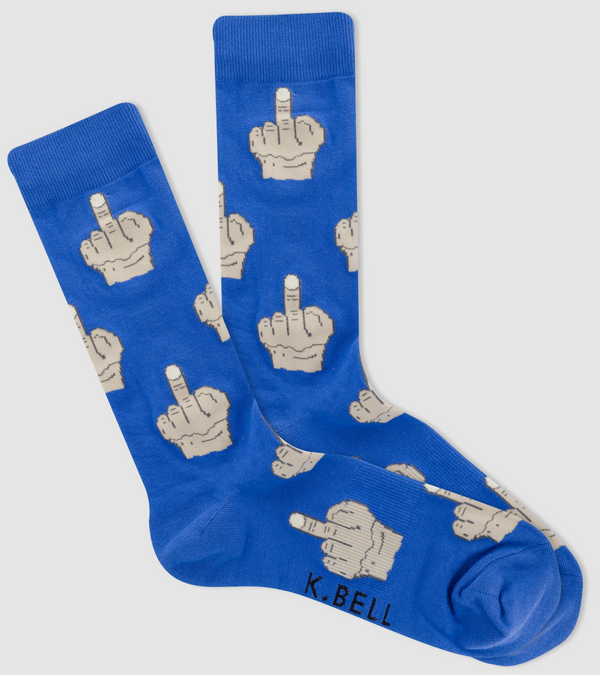 Men's Middle Finger Crew Socks -Blue