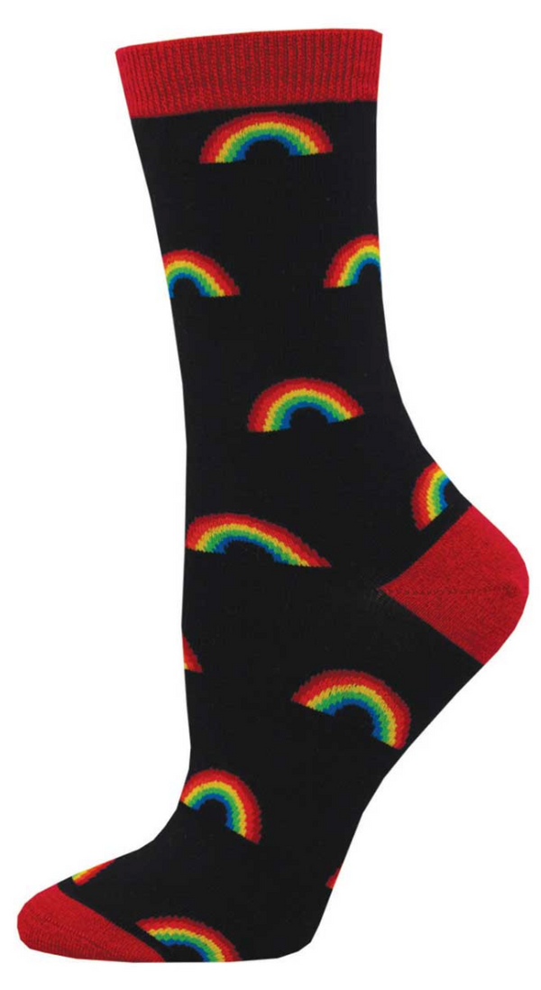 Women's Bamboo On there Bright Side Crew Sock -Black
