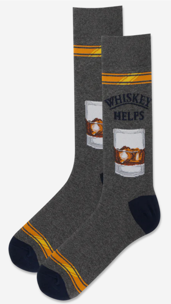 Men's Whiskey Helps Crew Socks -Charcoal*