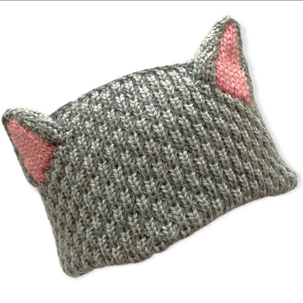 Knit Headband -Kitty Cat -Silver
