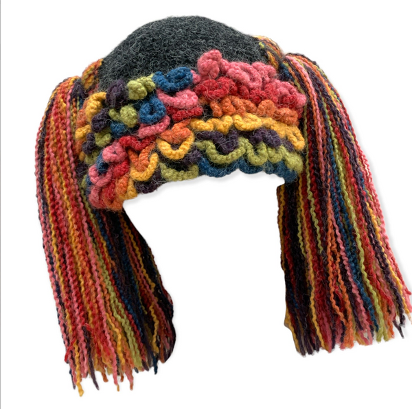 Knit Wig With Pigtails Multicolor