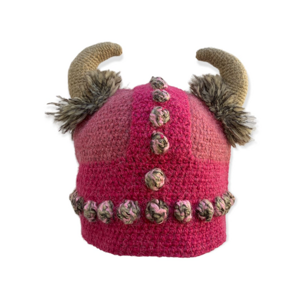 Knit Viking Hat -Pink