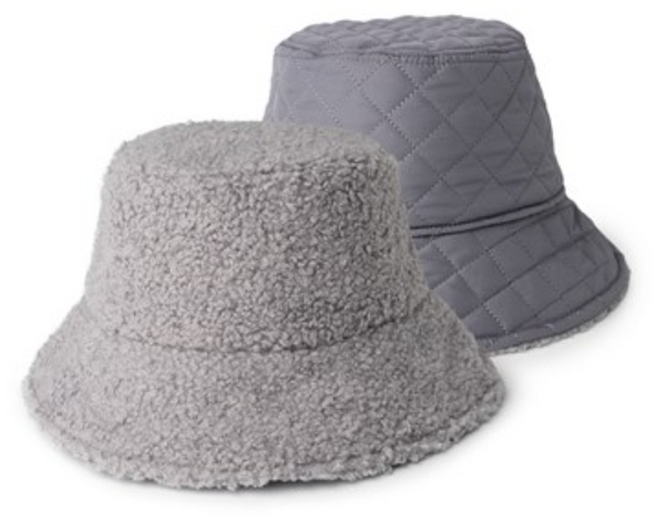 Reversible Sherpa Bucket Hat -Grey