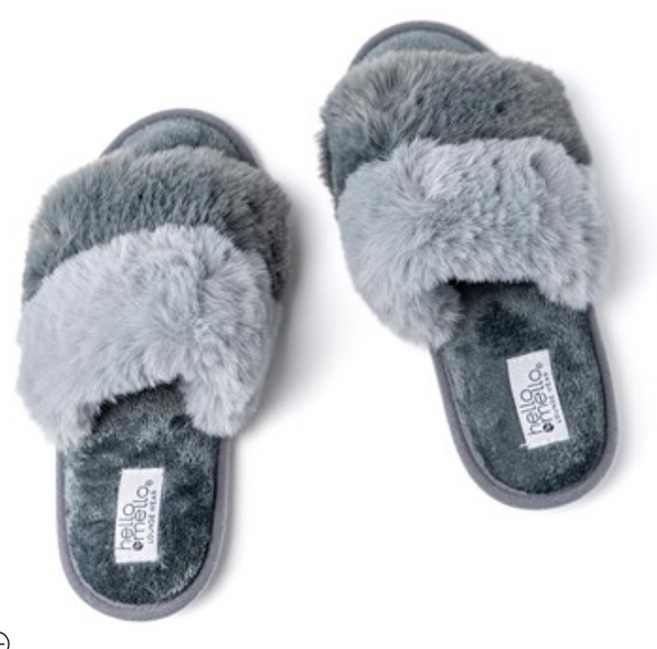 Cotton Candy Puff Slippers -Charcoal  -Shoe Size 5-6