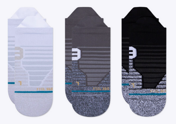 Stance 3 Pack Versa Tab Ankle Socks -Black/White -Large