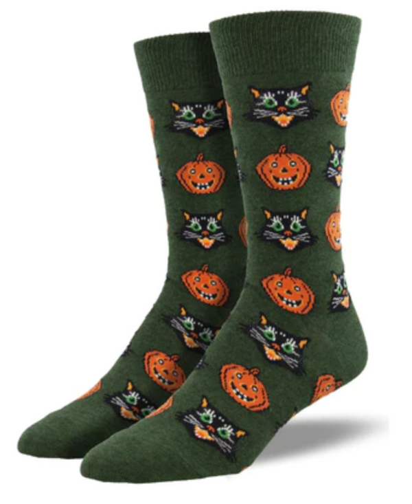 Men's Vintage Halloween Crew Sock -Green