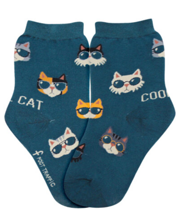 Kids's Cool Cat Crew Sock -Size 10-1 Youth