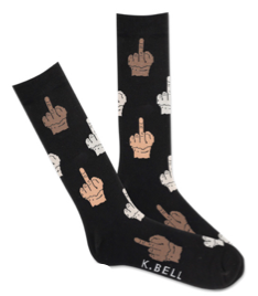 Men's Middle Finger Update Crew Socks -Black