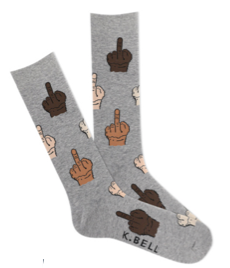 Men's Middle Finger Update Crew Socks -Grey Heather