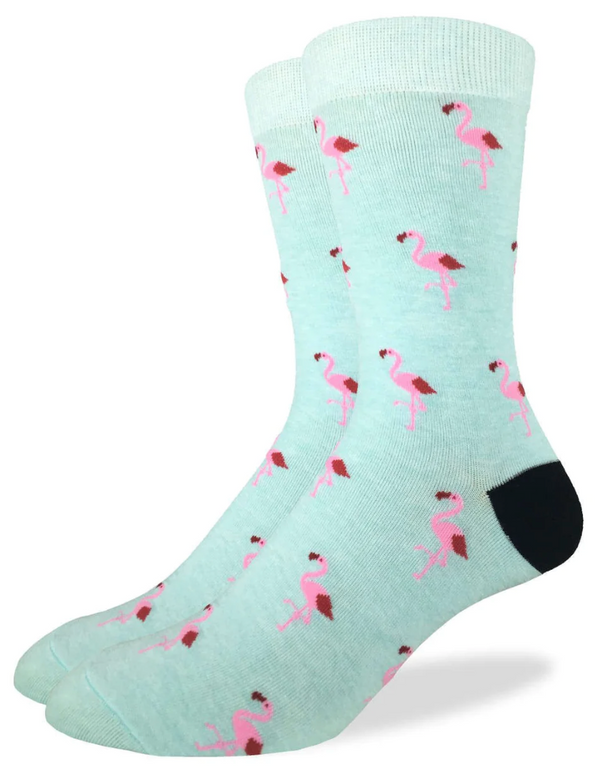 Men's Mint Flamingo Party Crew Sock