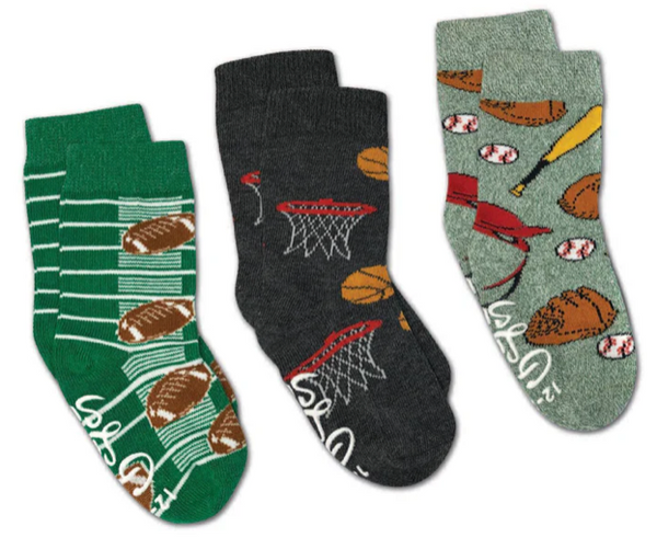 Kid's 3 Pack Baseball, Basketball and Football Crew Sock -2-4Years