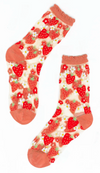 Sock Candy Strawberry Daisy Ruffle Sheer Crew Sock
