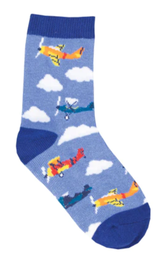 Kid's Biplanes Crew Socks -2-4 Years