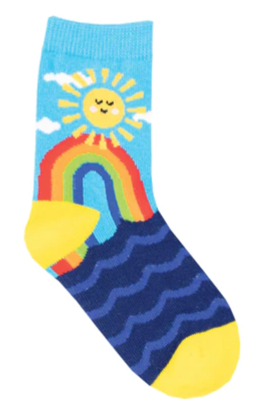 Kid's Sunshine and Rainbows Crew Socks -2-4 Years