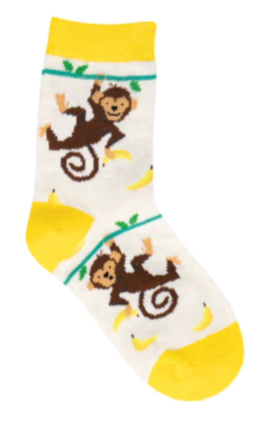 Kid's Lil Monkey Crew Socks -2-4 Years