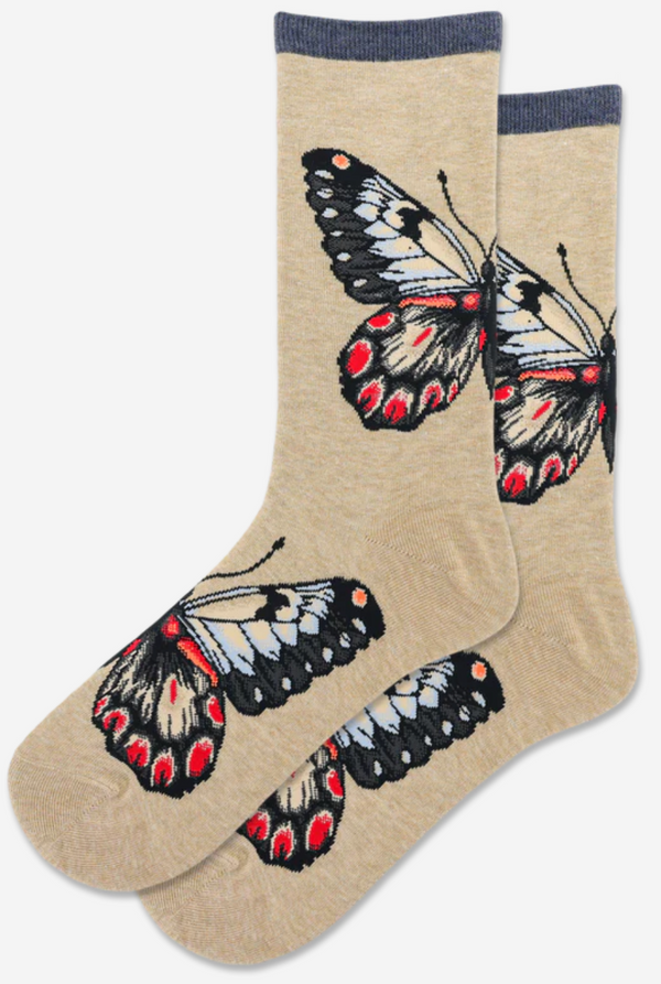 Women's Butterfly Crew Sock -Hemp*