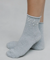 Crystal Roll Top Crew Socks -White*