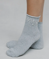 Crystal Roll Top Crew Socks -Grey*