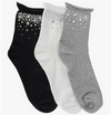 Crystal Roll Top Crew Socks -White*