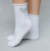 Crystal Shiny Heart Roll Top Crew Socks -Grey