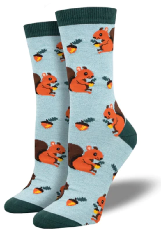 Women's Bamboo Nuts for Squirrels Crew Sock
