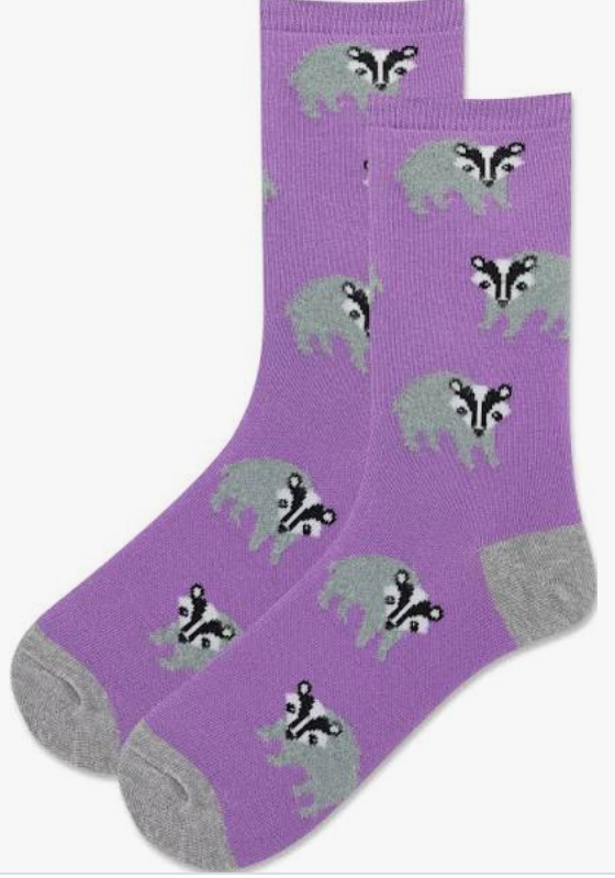 Women's Fuzzy Badger Crew Socks -Purple R